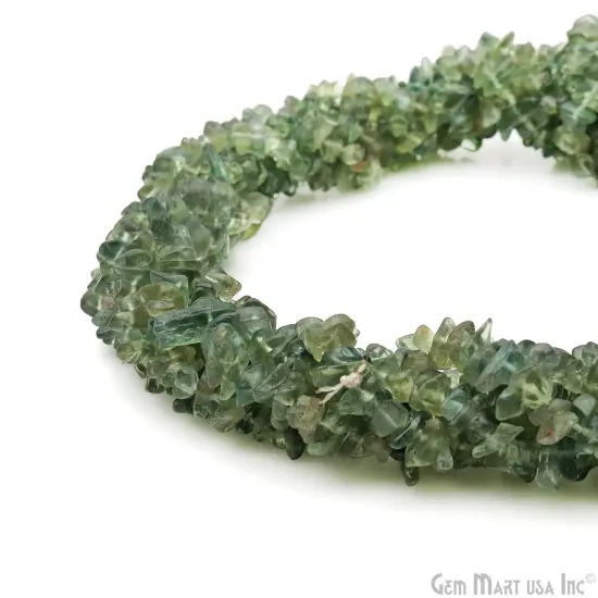 Green Apatite Chip Beads, 34 Inch, Natural Chip Strands, Drilled Strung Nugget Beads, 3-7mm, Polished, GemMartUSA (CHAG-70001) {2}