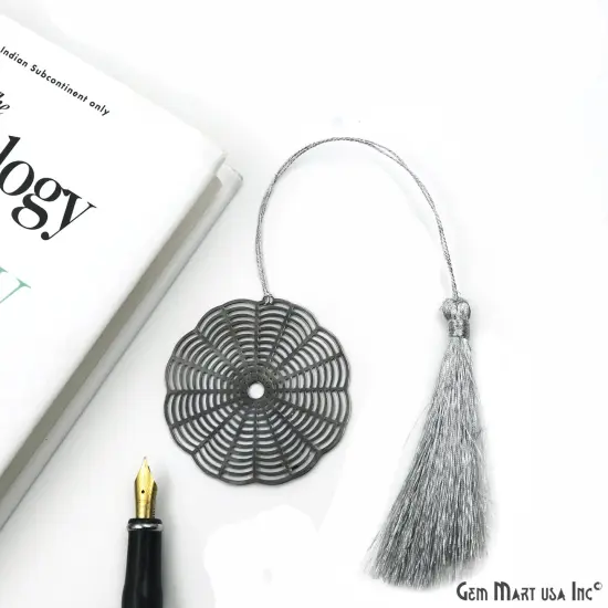 Metal Bookmark, Gold Plated Brass Bookmark, Bookmark with Tassel, Handcrafted, 1 pc, GemMartUSA (BOOK) {1}