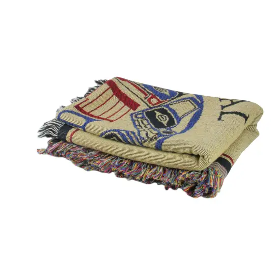 Simply Home Tan and Black QATUWAS FESTIVAL Tapestry Fringed Throw Blanket 41" x 53" Brown {3}