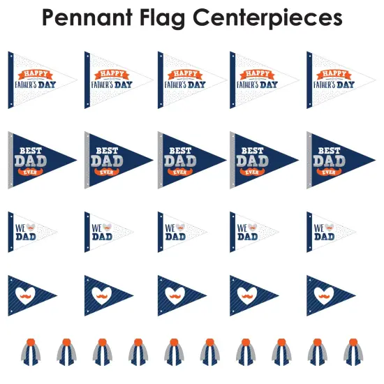 Big Dot of Happiness Happy Father's Day - Triangle We Love Dad Party Photo Props - Pennant Flag Centerpieces - Set of 20 {7}