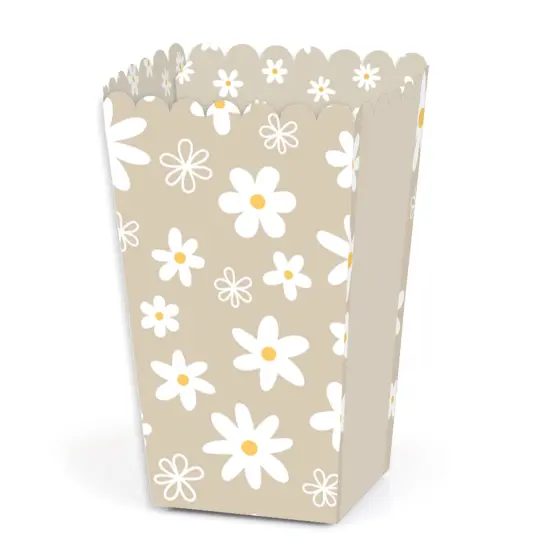 Big Dot of Happiness Tan Daisy Flowers - Floral Party Favor Popcorn Treat Boxes - Set of 12 {1}