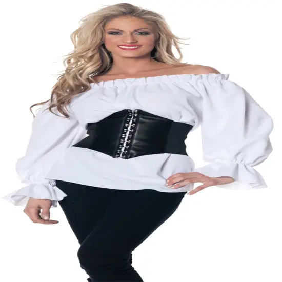 Underwraps Women's White and Black Renaissance Blouse Halloween Costume - XL {1}
