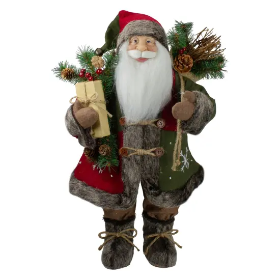 Northlight 24" Country Rustic Santa Claus with Snowflake Jacket Christmas Figure Brown {1}