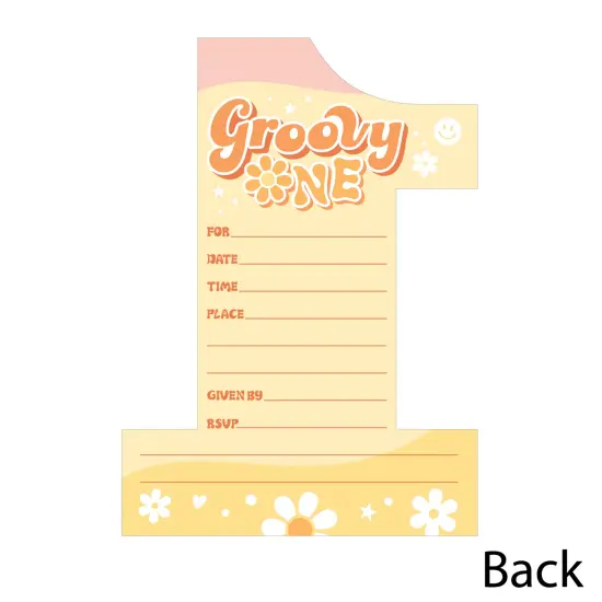 Big Dot of Happiness Groovy One - Shaped Fill-In Invitations - Boho Hippie First Birthday Party Invitation Cards with Envelopes - Set of 12 {6}