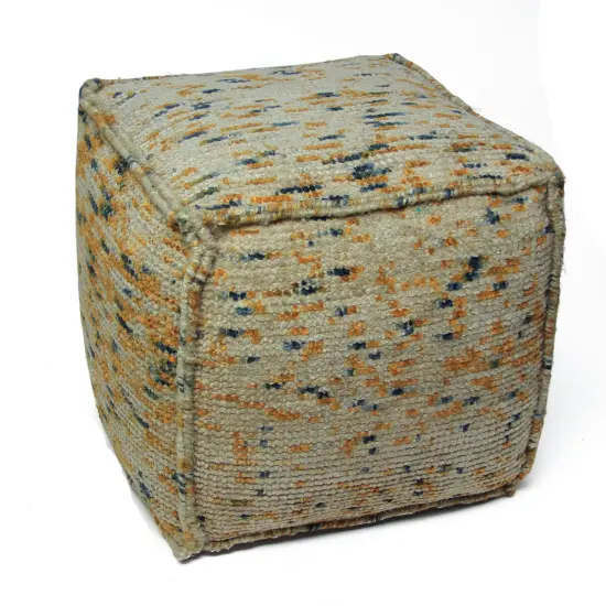 Diva At Home 18" Sand, Taupe Brown, Obsidian and Gray Hand Woven Square Pouf Ottoman {1}