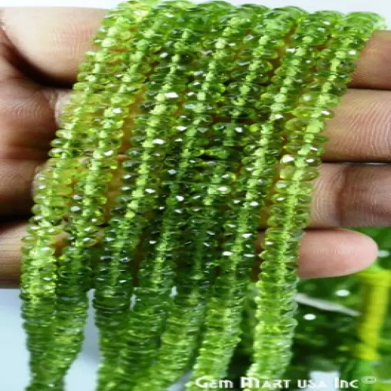 Peridot Rondelle Beads, 12.5 Inch Gemstone Strands, Drilled Strung Nugget Beads, Faceted Round, 2.3-3.5mm, GemMartUSA (RLPT-70002) {3}