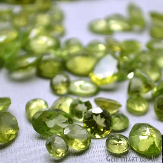 Peridot Gemstone, 100% Natural Faceted Loose Gems, August Birthstone, 6-12mm,50 Carats, GemMartUSA (PT-60001-50) {6}
