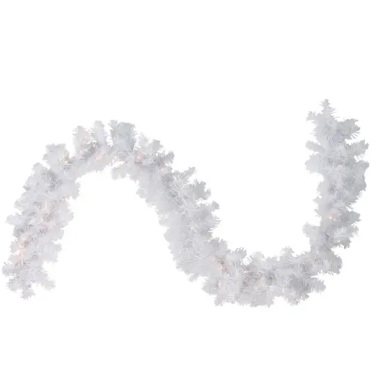 Northlight Pre-Lit Crystal Spruce Artificial Christmas Garland - 9' x 12" - Clear AlwaysLit Lights White {3}