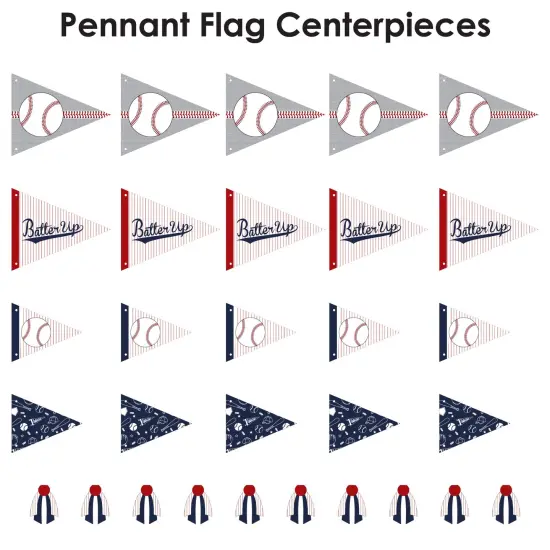 Big Dot of Happiness Batter Up - Baseball - Triangle Baby Shower or Birthday Party Photo Props - Pennant Flag Centerpieces - Set of 20 {7}