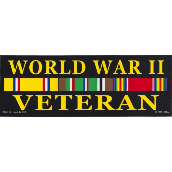WWII Veteran & Proud Of It Bumper Sticker 3"X6-1/2" {1}