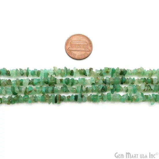 Chrysoprase Chip Beads, 34 Inch, Natural Chip Strands, Drilled Strung Nugget Beads, 3-7mm, Polished, GemMartUSA (CHCP-70001) {3}