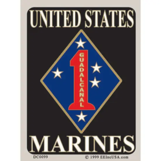 Patriotic USMC Guadalcanal Sticker (3"x4-1/4") {1}