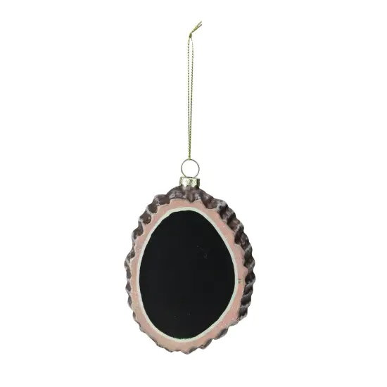 Melrose 4.25" Black and Brown Oval Chalkboard Tree Stump Glass Christmas Ornament {1}