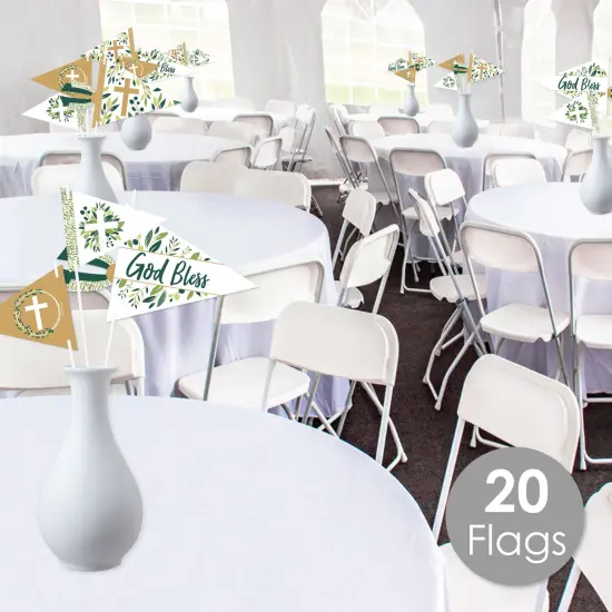 Big Dot of Happiness Elegant Cross - Triangle Religious Party Photo Props - Pennant Flag Centerpieces - Set of 20 {3}