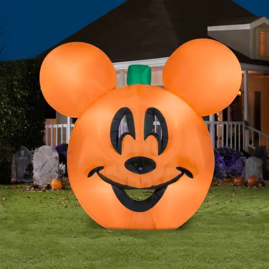 9 1/2' Gemmy Airblown Inflatable Mickey Mouse Pumpkin Jack-O-Lantern Yard Decoration 552054 {2}