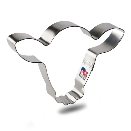 Steer Head Cookie Cutter 5.25 in B1597, CookieCutter.com, Tin Plated Steel, Handmade in the USA {1}