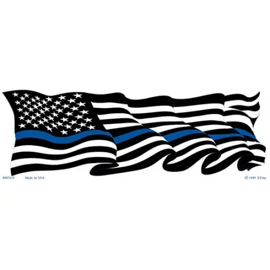 U.S.A. American Flag Police Thin Blue Line Bumper Sticker 3"X12" {1}