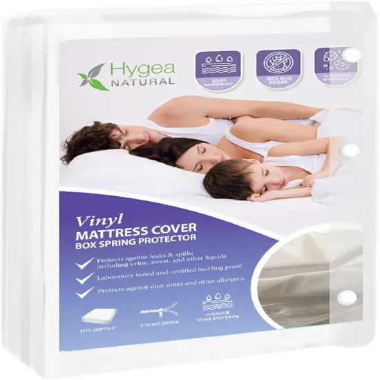 Hygea Natural 6 Gauge Vinyl Bed Bug Mattress/Box Spring Cover-XL Twin Size 39"x80"x9" {1}