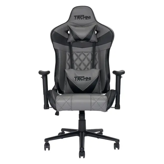 Techni Office Solutions 55.25" Vibrant Gray and Black Unique Techni Sports XL Comfortable Gaming Chair {1}