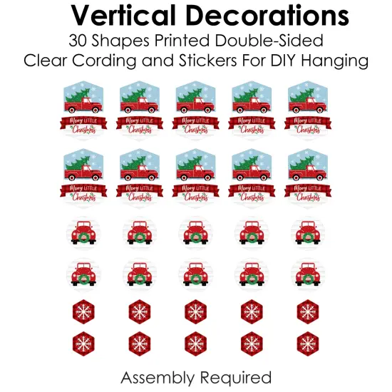 Big Dot of Happiness Merry Little Christmas Tree - Red Truck Christmas Party DIY Dangler Backdrop - Hanging Vertical Decorations - 30 Pieces {6}