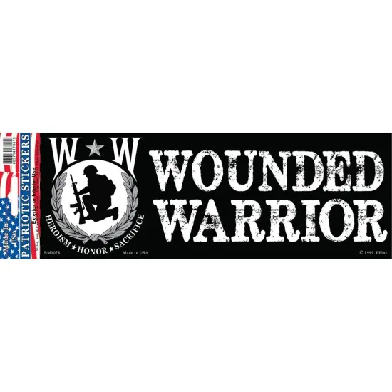 BM0078 Black Wounded Warrior Sticker (3.5x10'') {1}
