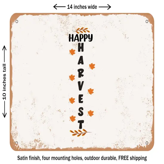 DECORATIVE METAL SIGN - Happy Harvest - 3 - Vintage Rusty Look {1}