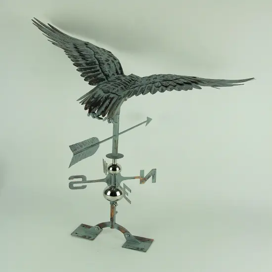 Verdigris Patina Metal Flying Eagle Weather Vane with Roof Mount {4}