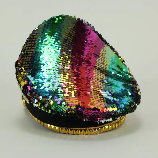 Fashion Forces Rainbow Sequin Peaked Cap and Goggles Adult Halloween Costume Hat {4}