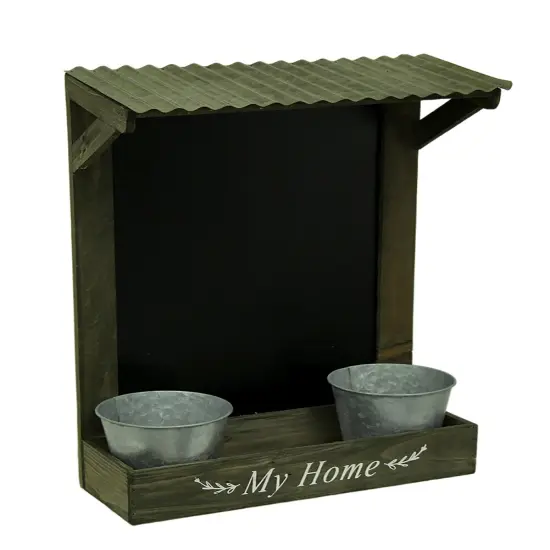 My Home Wooden Chalkboard Wall Hanging w/Shelf & Planters {1}