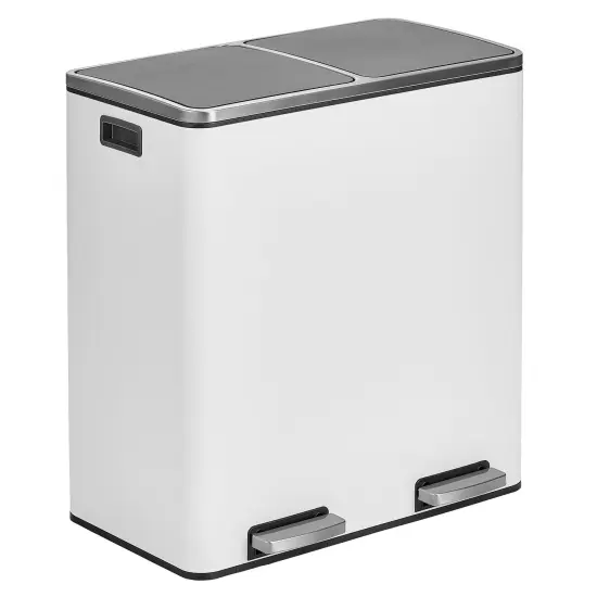 mDesign Metal Steel 60-Liter Large Dual Compartment Step Trash Can {1}