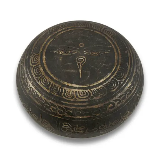 Antiqued Brass Tibetan Meditation Singing Bowl With Wooden Mallet {4}