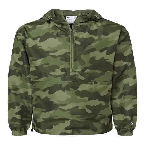 Champion&reg; Hooded Packable Quarter-Zip Jacket Olive green camo {1}