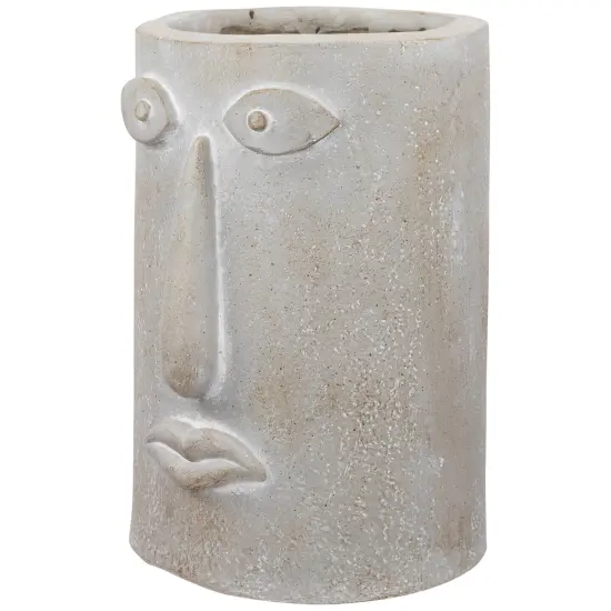 Northlight Large Abstract Face Ceramic Outdoor Garden Planter - 12.25" White {7}