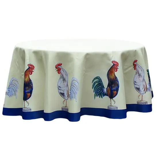Betsy Drake Rooster 68 Inch Round Table Cloth {1}