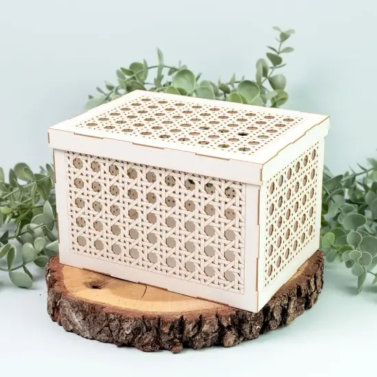 Flowerish Light Chipboard Shaker Base 6"X8"-Rattan Box {2}