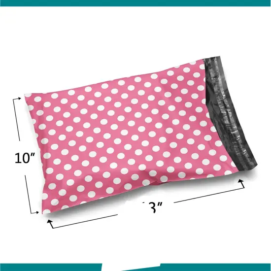10 x 13 Pink Polka Dot Poly Bag Mailer Envelopes 2 Mil {5}
