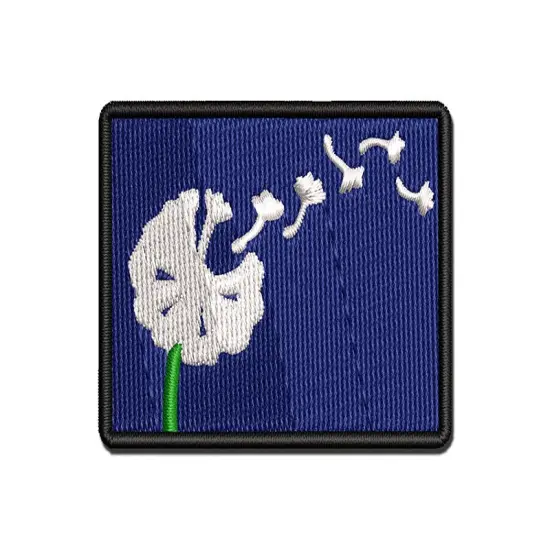 Dandelion Seeds Blowing Away Multi-Color Embroidered Iron-On or Hook & Loop Patch Applique {1}