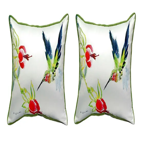 Pair of Betsy Drake Betsy&rsquo;s Hummingbird Small Pillows 11 Inch X 14 Inch {1}