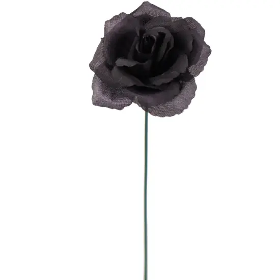 100-Pack: Noir Black Silk Rose Picks, 8" Stems, 3" Wide, Floral Home by Artificial Flowers {1}