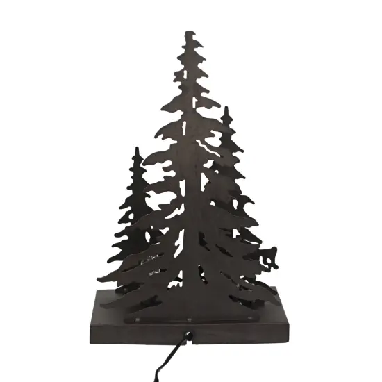Rustic Brown Metal Running Horse in Forest Silhouette Ambient Light Accent Lamp {3}