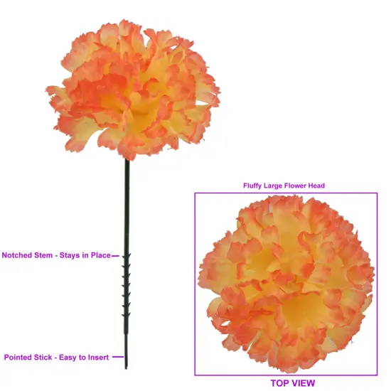 LGBT Carnation Picks: Set of 100, 3.5" Wide, Silk Flowers, Floral Home by Artificial Flowers Orange {2}