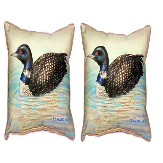 Pair of Betsy Drake Loon Large Pillows 15 Inch x 22 Inch {1}
