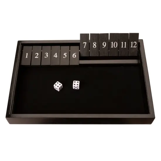 WE Games 12 Number Shut the Box Board Game, Black Stained Wood, 13.5 in. {1}