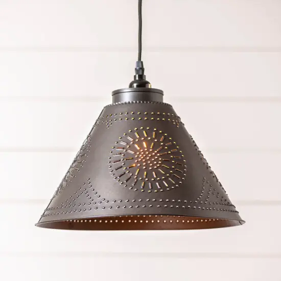 Barrington Swag Pendant Light in Kettle Black - 10" High - Irvin's Tinware {1}