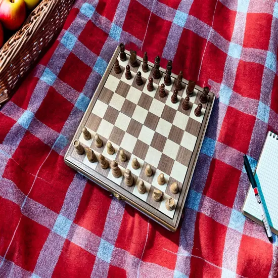 WE Games Folding Wood Travel Chess Set - 11.5 in. Board, 2.6 in. King {2}