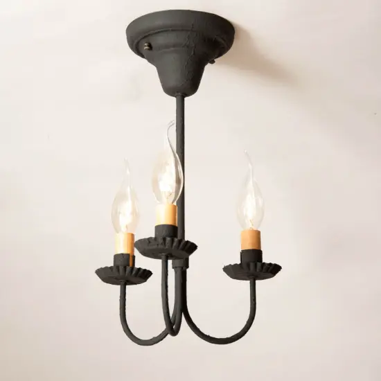 Irvin's Country Tinware 3-Arm Westford Ceiling Light in Textured Black {3}