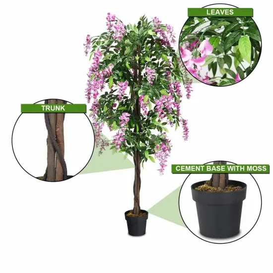 6 FT Artificial Wistera Silk Tree Pink Flower Indoor Outdoor Home D&eacute;cor {3}
