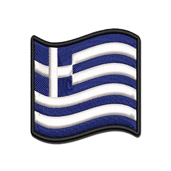 Greece with Waving Flag Cute Multi-Color Embroidered Iron-On or Hook & Loop Patch Applique {1}
