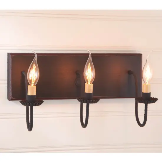 Three Arm Vanity Light in Sturbridge Black with Red {4}