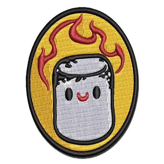 Cute Kawaii Toasted Marshmallow Multi-Color Embroidered Iron-On or Hook & Loop Patch Applique {1}